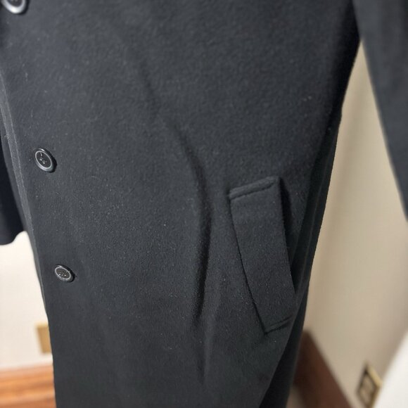 John W Nordstrom Wool Cashmere Black Overcoat Topcoat Sz 40R Mint Made In ITALY - Picture 11 of 13